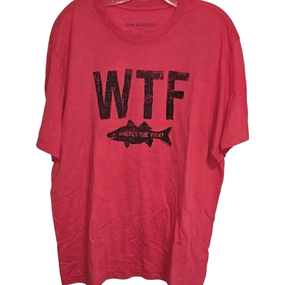 Life Is Good Other - Life Is Good - WTF Where's The Fish? Red T-shirt